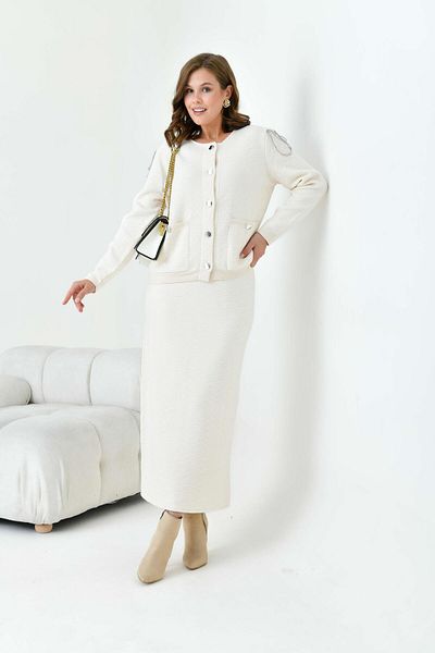 FTZ WOMEN Women's Sleeve Detailed Double Suit Bone 20721