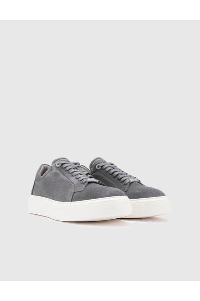 İLVİ Pia Genuine Suede Split Leather Men's Dark Gray Sports Shoes