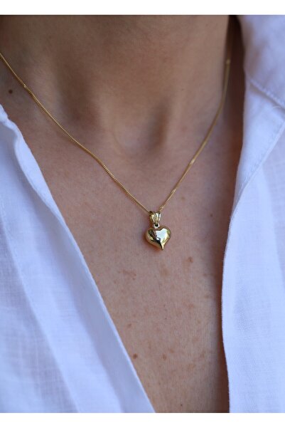 Yenigün Kuyumculuk 14 Ayar Altın Bombeli Kalp Kolye Ucu