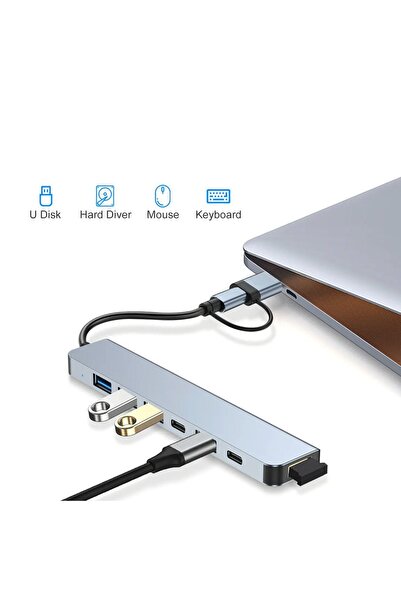 MAXGO 3011 7 In 1 Usb/type-c To Usb A Usb C-usb 2.0/3.0 Çevirici Adaptör 7 Port Çoklayıcı Usb Hub