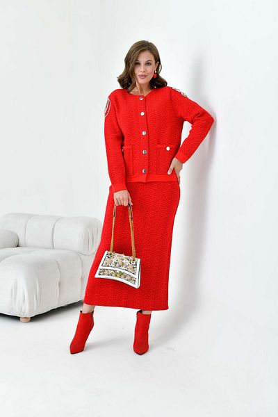 FTZ WOMEN Women's Sleeve Detailed Double Suit Red 20721