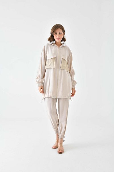 FTZ WOMEN Set pantaloni cu detaliu din plasă pentru femei Stone 30713