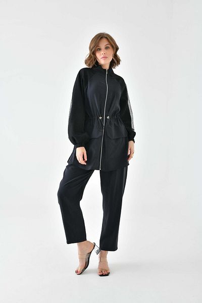 FTZ WOMEN Costum cu detaliu din plasă pentru damă, negru 30709