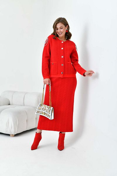 FTZ WOMEN Women's Sleeve Detailed Double Suit Red 20721