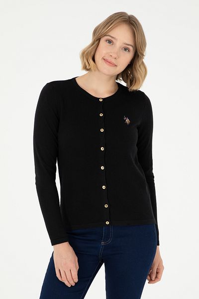 U.S. Polo Assn. Γυναικεία Μαύρη Βασική Πλεκτή Ζακέτα 50288991 -VR046