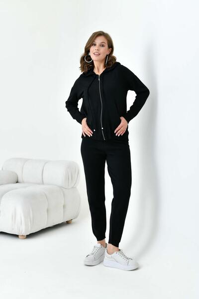 FTZ WOMEN Kadın Fermuarlı İkili Takım Siyah 20663