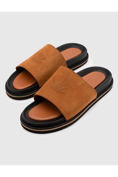İLVİ Ermanno Men's Camel Slippers - Genuine Suede Leather