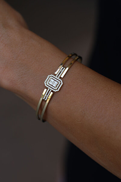 Yenigün Kuyumculuk 8 Ayar Altın Baget Taş Detaylı Kelepçe