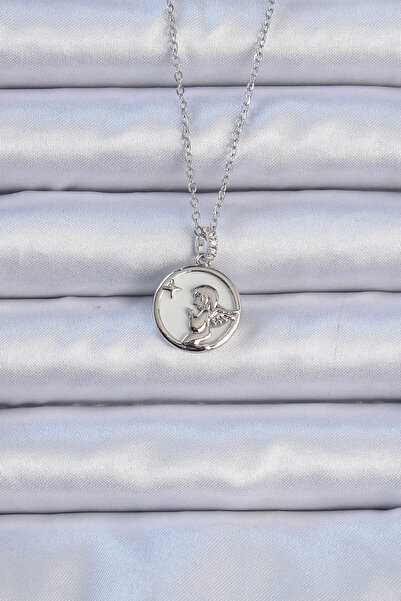 SeyCey.co 316L سلسلة فولاذية فضية اللون حجر الزركون المينا قلادة الملاك