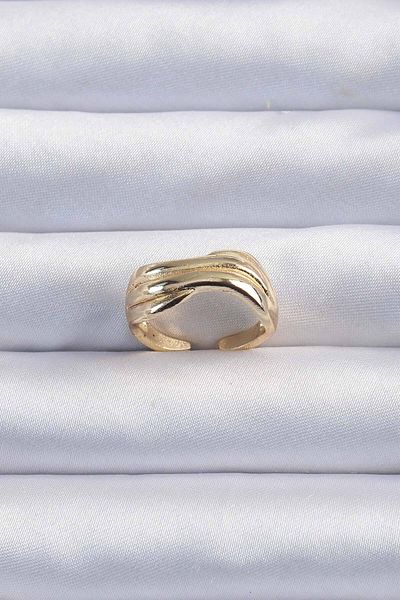 BESKAR Brass Gold Color Curved Adjustable Ring