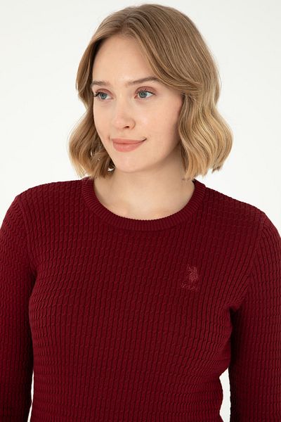 U.S. Polo Assn. Дамски червен червен пуловер Basic 50288979 -Vr014