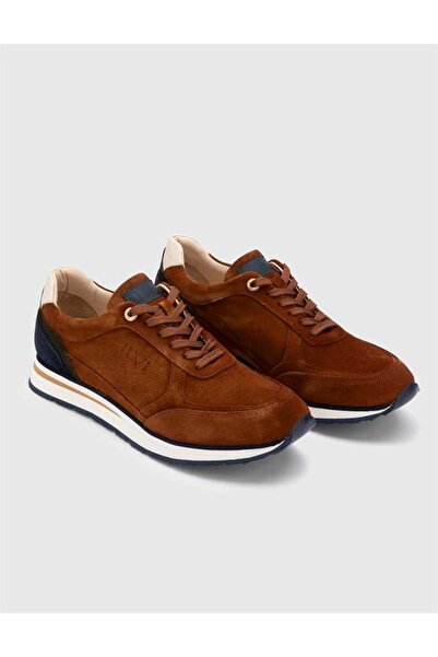 İLVİ Renat Genuine Suede Split Leather Men's Tan Navy Blue Khaki Sneakers