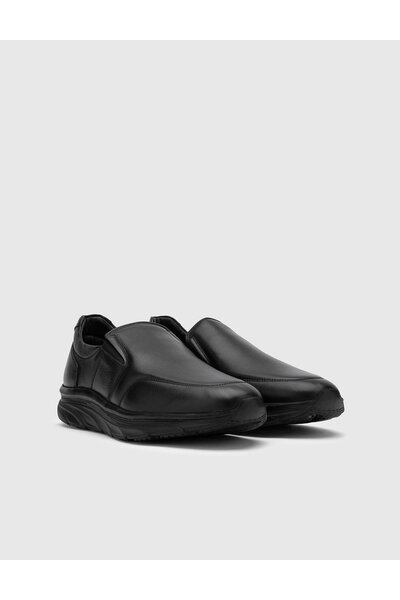 İLVİ Urman Genuine Leather Men's Black Sports Shoes