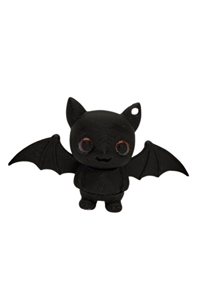 runa 3D Dayanıklı Halloween Temalı Şirin Bebek Yarasa Figürü Anahtarlık  Siya...