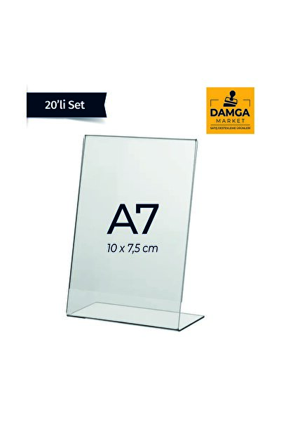 DamgaMarket Pvc L Tipi A7 Menü, Masaüstü Standı Dikey, Şeffaf, 7,5 Cm X 10 Cm...