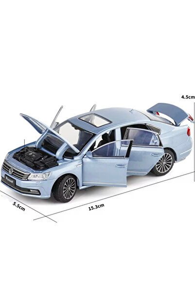 CarStore Vw Lisansli Passat Maket Metal Araba Birebir Ayni Sunrooflu Açık Mavi