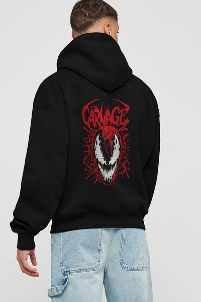 Ankhises Venom (22) - Hanorac negru oversize cu glugă pentru bărbați și femei