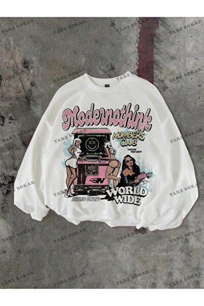 Tarzsokak Y2K SEZON NOU SSWEAT HARAJUKA KUROMİ RETRO COD 16 Alb