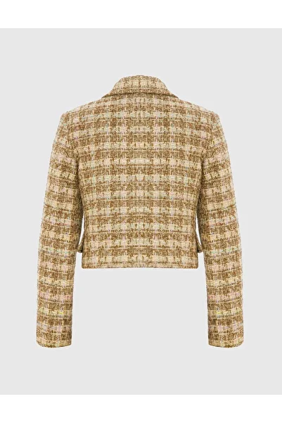 İLVİ Bauer Women's Jacket Brown Cream Colored Tweed