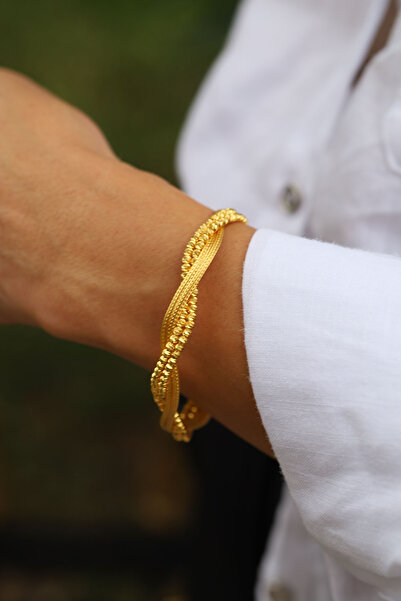 Yenigün Kuyumculuk 14 Ayar Altın Dorika Detaylı Örme Kelepçe 2