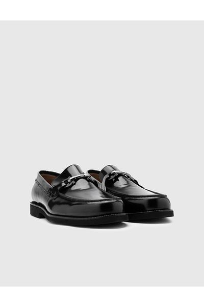 İLVİ Cristiano Genuine Leather Men's Black Loafer Shoes