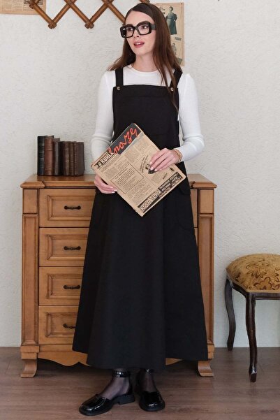 Ceylan Otantik Black Linen Skirt Salopet