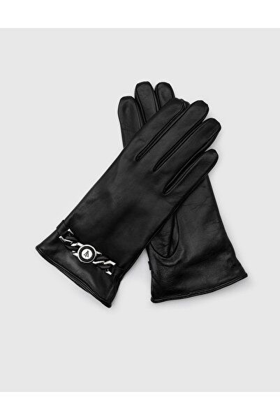 İLVİ Morse Kadın Eldiven Siyah Hakiki Deri