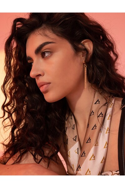 İLVİ Hjo Women's Scarf Brown Beige Cream Silk Twill