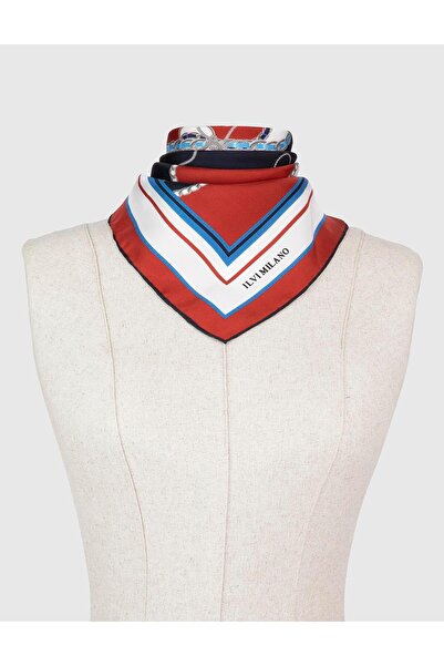 İLVİ Ingolf Women's Bandana Navy Blue Red Silk Twill