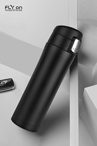 FLYON Kilitli Çift Katmanlı Çelik Termos Bardak 450 Ml Termos Matara Sızdrmaz...