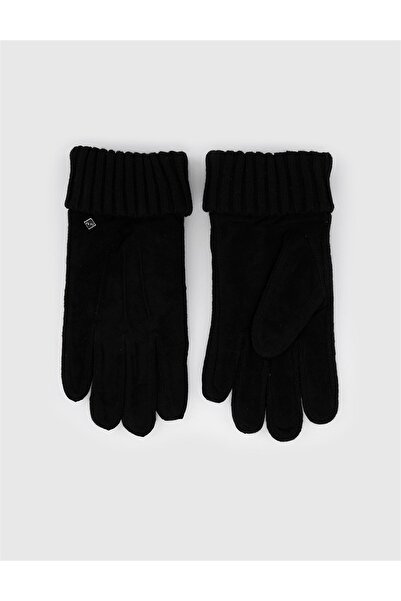 İLVİ Stavanger Men's Genuine Suede Leather Gloves Black