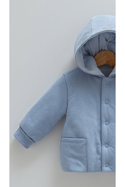 Caramell Baby Boy Seasonal Coat - Hooded, 100% Cotton, Star Detail