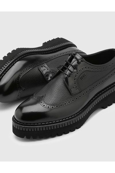 İLVİ Men's Black Oxford - Manzi Genuine Opening Leather Shoes