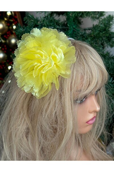 Queen Nelly Πολυτελής μεταλλική κορώνα με σατέν ροζ λουλούδια - Κίτρινη κορών...