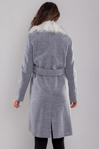 AYHAN 20259 Fur Collar Melted Lined Short Coat