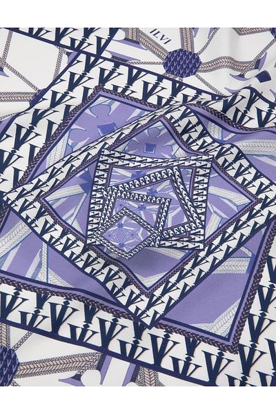 İLVİ Bandana Joensuu pentru femei, alb, violet, din sarg de mătase