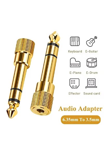 Derwell Gold 3.5mm To 6.3mm Çevirici 6.3 Mm Erkek 3.5 Mm Dişi Adaptör Stereo ...