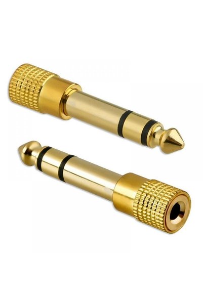 Derwell Gold 3.5mm To 6.3mm Çevirici 6.3 Mm Erkek 3.5 Mm Dişi Adaptör Stereo Kulaklık Mikrofon Dönüştürücü