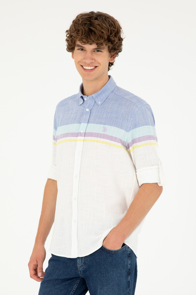 U.S. Polo Assn. Men's Cobalt Blue Long Sleeve Shirt 50289218-Vr032