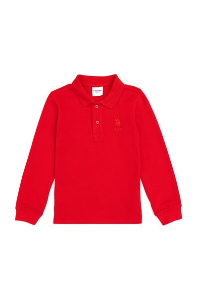 U.S. Polo Assn. Tricou roșu cu gât polo de bază pentru băiat 50289141 -vr030