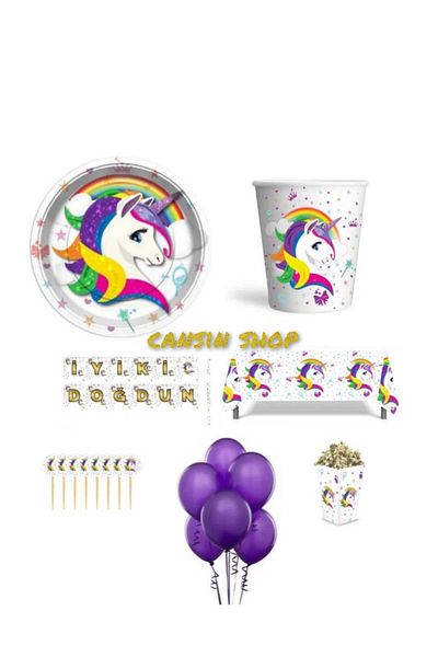 CANSIN Unicorn Birthday Concept for 8 People