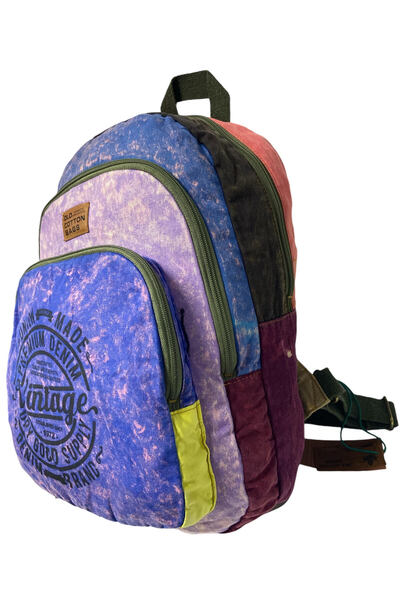 Old Cotton Kaliteli Vintage Disayn Sırt Gezi Çantası New Patchwork 5017