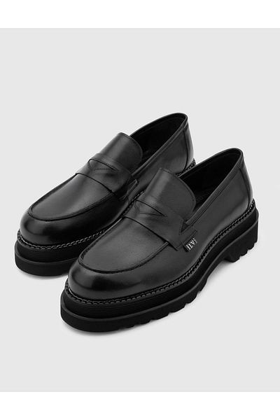 İLVİ Arve Genuine Leather Men's Black Loafer Shoes