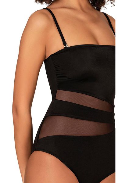 Endeep Strapless Tulle Detailed Women's Swimsuit - Thin Straps