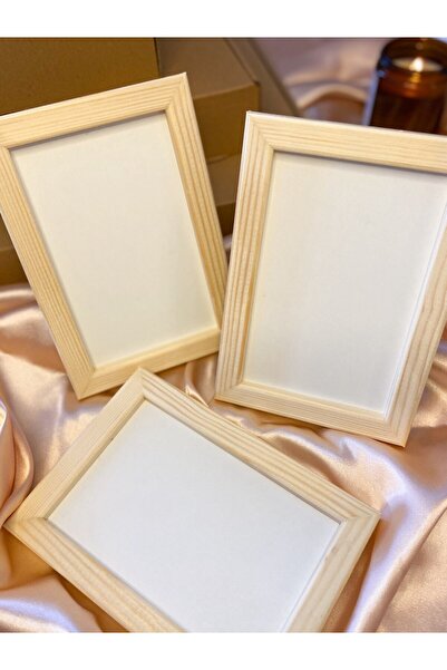Hiruko Tasarım Atölyesi Ahşap Çerçeve İç Ölçü 10x15 Cm 3'lü Set Doğal Ahşap M...