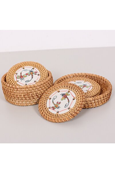 Mylamp قاعدة أكواب سيراميك مكونة من 6 قطع من Muteber Rattan Boxed