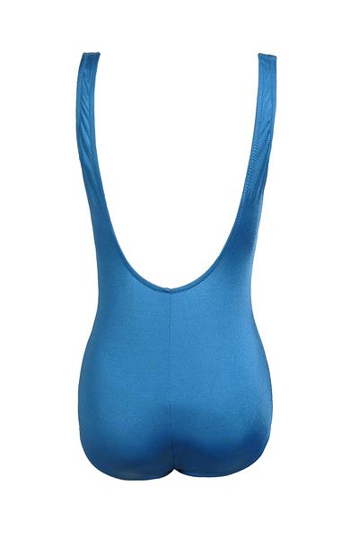 Endeep Beria Women's Large Size Shiny Blue Swimsuit with Cup