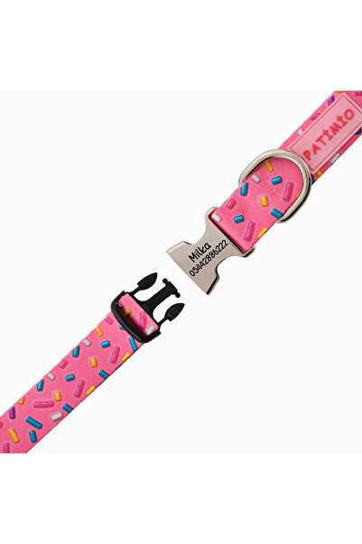 PATİMİO Pink Bones Isimli Köpek Tasması, Köpek Künyesi, Köpek Isimlik, Isme Özel Tasma