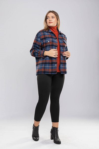 AYHAN 50495 Cămașă de damă Lumberjack în carouri cu mâneci liliac