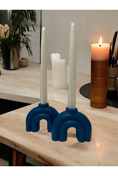 Porselian El Yapımı Lacivert Minimalist Seramik Şamdan Mumluk – Modern & Şık ...